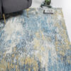 5' X 8' Blue And Gold Abstract Dhurrie Area Rug