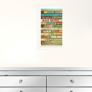 Dog Rules 2 White Framed Print Wall Art