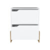 20" White Two Drawer Faux Wood Nightstand