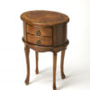 26" Medium Brown And Olive Ash Manufactured Wood Oval End Table With Two Drawers