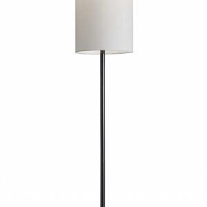 74" Black Floor Lamp With White Fabric Shade