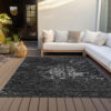 9' X 12' Charcoal Gray And Silver Abstract Washable Indoor Outdoor Area Rug