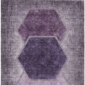 9' X 12' Eggplant Purple And Lavender Geometric Washable Indoor Outdoor Area Rug