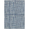 5' X 8' Navy Blue And Ivory Striped Washable Indoor Outdoor Area Rug