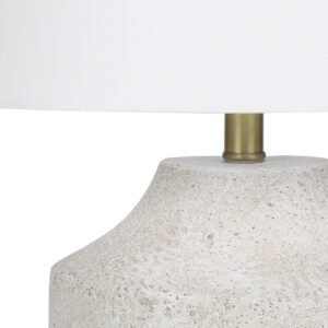 20" Cream Concrete Urn Table Lamp With Cream Empire Shade