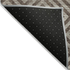3' X 5' Brown Taupe And Beige Geometric Washable Indoor Outdoor Area Rug
