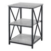 26" Rectangular Grey Black Metal Accent Table