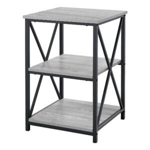 26" Rectangular Grey Black Metal Accent Table