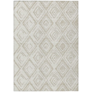 3' X 5' Beige And Ivory Geometric Washable Indoor Outdoor Area Rug