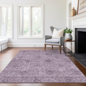 3' X 5' Plum And Purple Floral Washable Indoor Outdoor Area Rug
