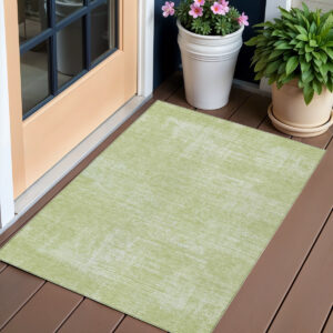 3' X 5' Sage Artichoke Green And Mint Green Abstract Washable Indoor Outdoor Area Rug