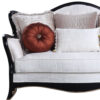 66" Beige And Black Cotton Blend Loveseat and Toss Pillows