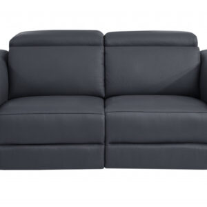 Three Piece Indoor Dark Gray Italian Leather Six Person Seating Set