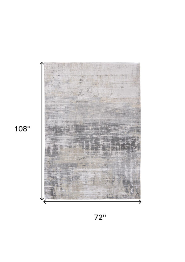 7' x 9' Gray and White Abstract Non Skid Area Rug