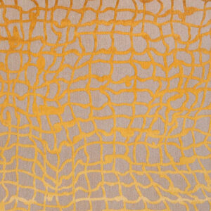 8' Gray and Orange Round Abstract Non Skid Area Rug