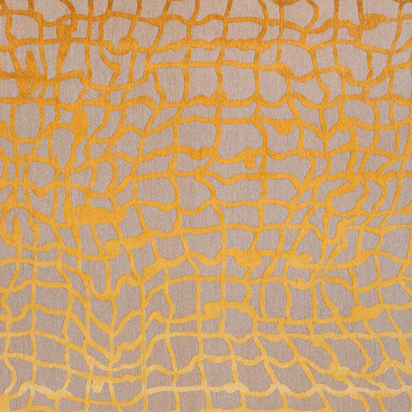 8' Gray and Orange Round Abstract Non Skid Area Rug