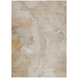9' X 12' Beige Abstract Washable Non Skid Indoor Outdoor Area Rug