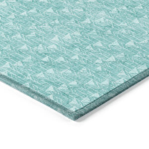 9' X 12' Turquoise Geometric Washable Non Skid Indoor Outdoor Area Rug