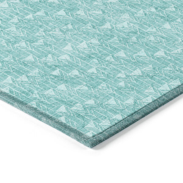 9' X 12' Turquoise Geometric Washable Non Skid Indoor Outdoor Area Rug