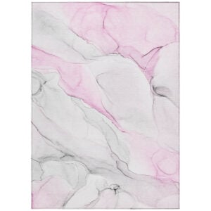 8' X 10' Gray and Pink Abstract Washable Non Skid Indoor Outdoor Area Rug
