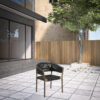 Set of Two 26" Black and Natural Wood Solid Wood Outdoor Dining Chair