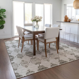 10' X 14' Taupe Beige And Coffee Moroccan Washable Indoor Outdoor Area Rug