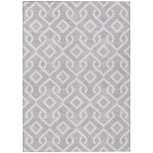 3' X 5' Lavender And Ivory Geometric Washable Indoor Outdoor Area Rug