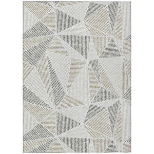 8' X 10' Taupe Brown And Beige Geometric Washable Indoor Outdoor Area Rug