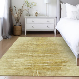 8' X 10' Gold And Wheat Abstract Washable Indoor Outdoor Area Rug