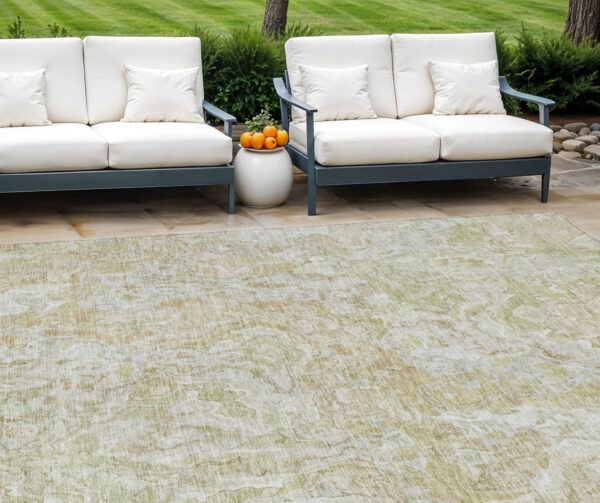 8' X 10' Beige Tan And Taupe Abstract Washable Indoor Outdoor Area Rug