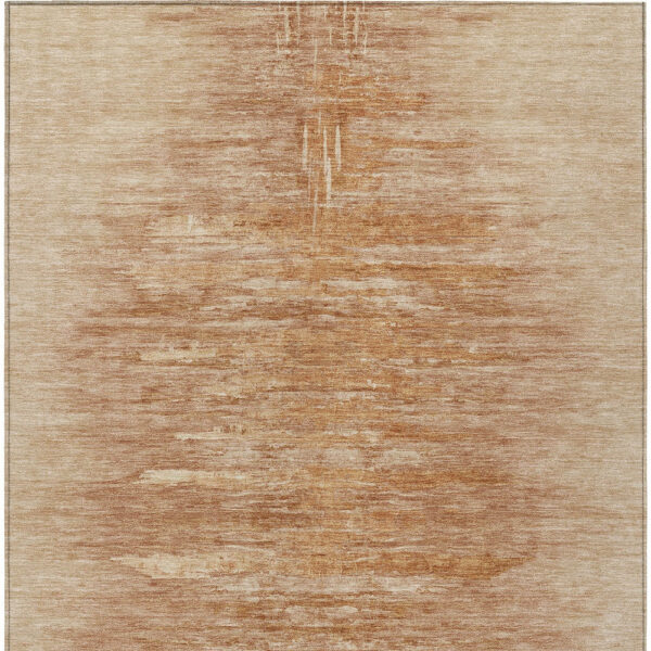 9' X 12' Salmon And Copper Abstract Washable Indoor Outdoor Area Rug