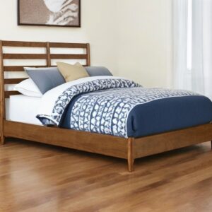 Brown Slat Back Solid Wood King Bed Frame