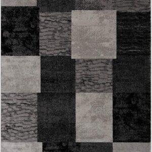8' Grey Checkered Power Loom Runner Rug