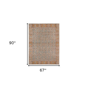 5' x 7' Teal Blue Floral Power Loom Area Rug With Fringe
