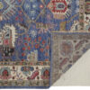 9' X 12' Blue And Red Wool Floral Hand Knotted Stain Resistant Area Rug