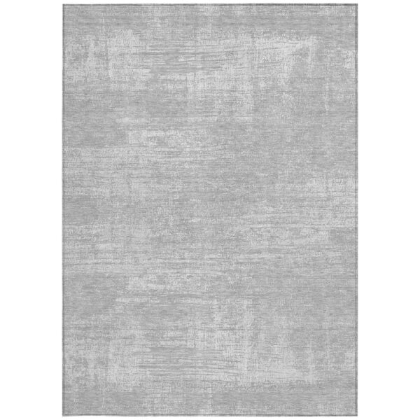10' X 14' Silver And Gray Abstract Washable Indoor Outdoor Area Rug