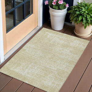 3' X 5' Beige Tan And Taupe Abstract Washable Indoor Outdoor Area Rug