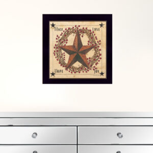 Peace Love Hope Joy Black Framed Print Wall Art