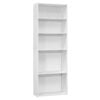 White Wood Adjustable Five Tier Bookcase