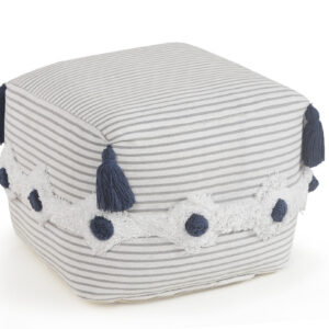 18" Gray 100% Cotton Ottoman