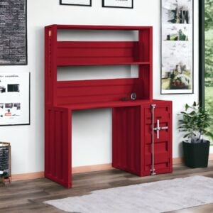 47" Red Iron Writing Desk