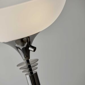 72" Black And White With White Glass Shade