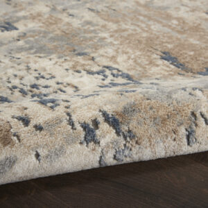10' Beige and Ivory Abstract Power Loom Runner Rug