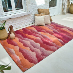 7' x 9' Red Orange Abstract Non Skid Area Rug