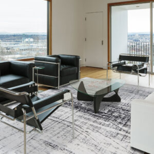 8' Black and White Round Abstract Non Skid Area Rug