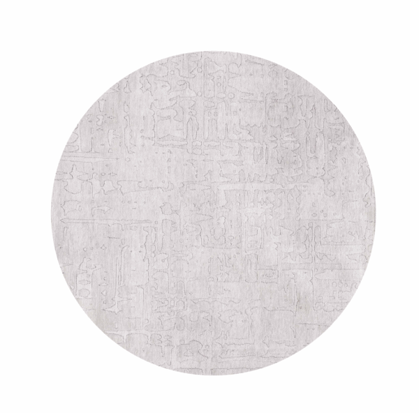 8' White Round Abstract Non Skid Area Rug