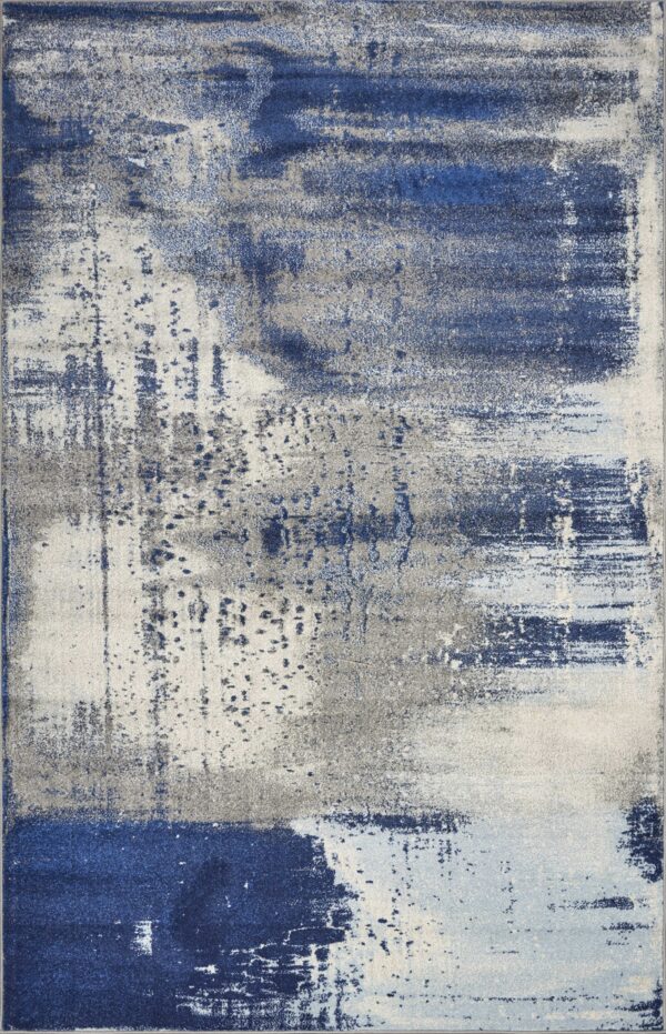 7'X10' Ice Blue Machine Woven Abstract Indoor Area Rug