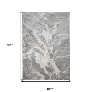 5' x 8' Gray and Ivory Abstract Power Loom Area Rug