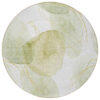 8' Round Green and Ivory Round Abstract Washable Non Skid Indoor Outdoor Area Rug