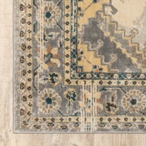 8’ X 10’ Gray And Beige Aztec Pattern Area Rug